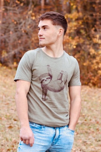 Greenbomb T-shirt Animal Sloth Khaki