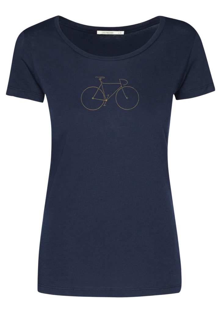Greenbomb Damen T-Shirt Bike Golden Blau