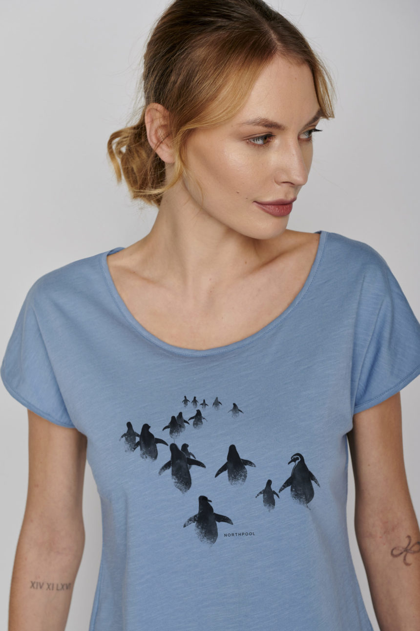 Greenbomb T-Shirt Penguin Walk blau