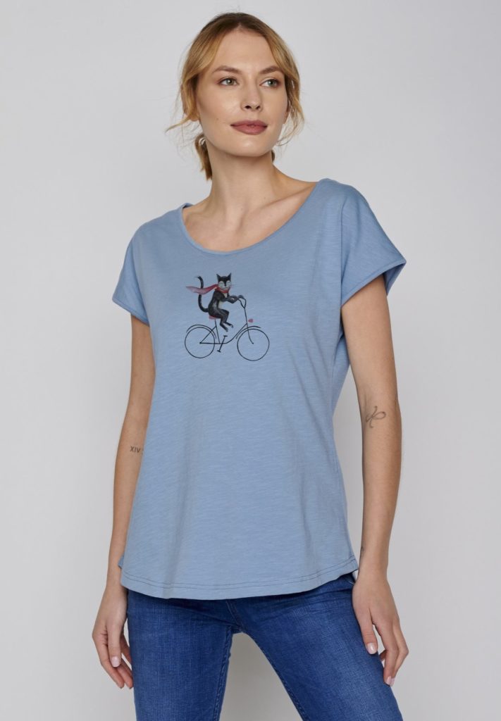 Greenbomb T-Shirt Bike Cat blau
