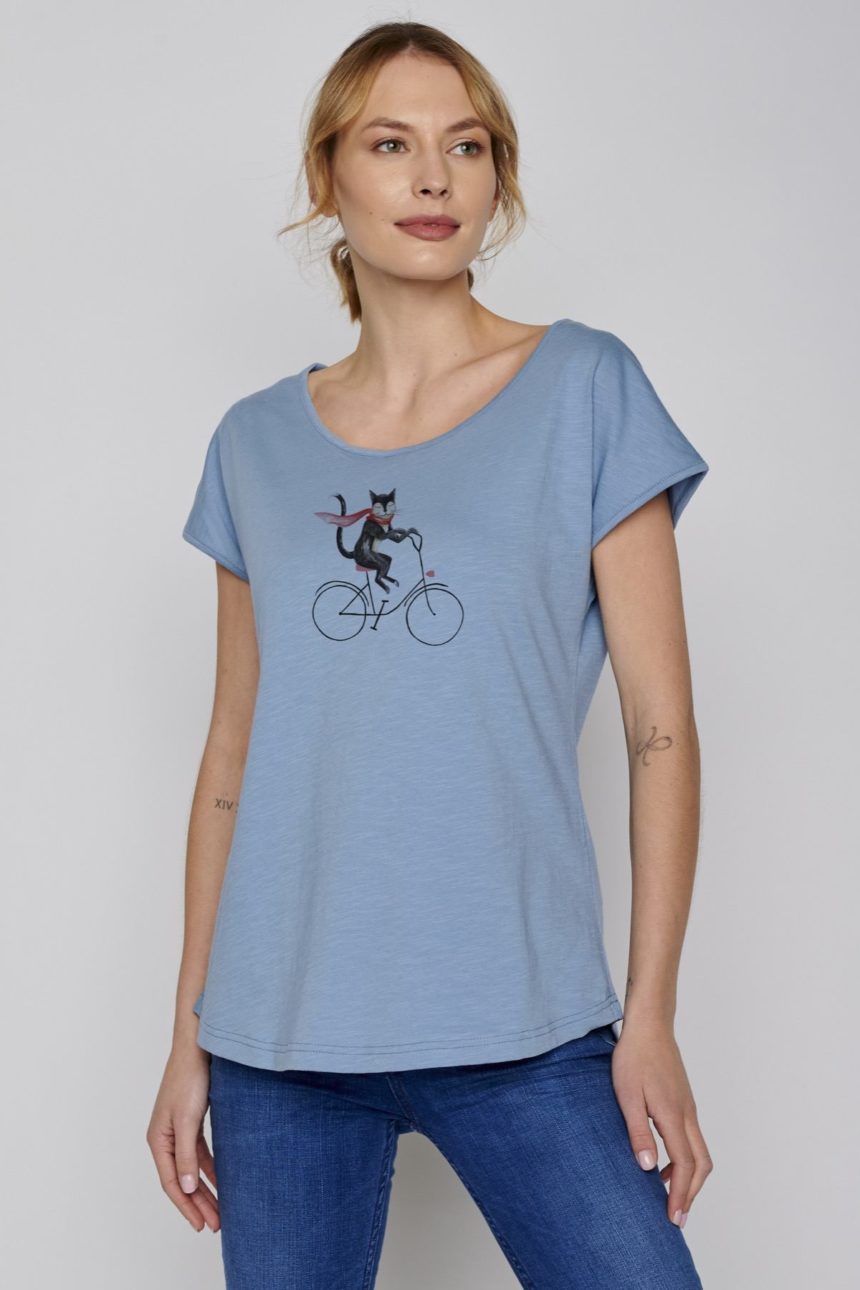 Greenbomb T-Shirt Bike Cat blau