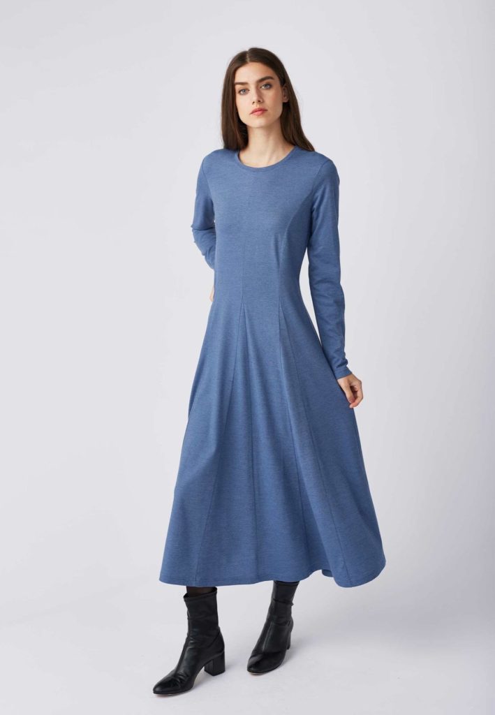Lana Kleid Isa blau mit Wolle