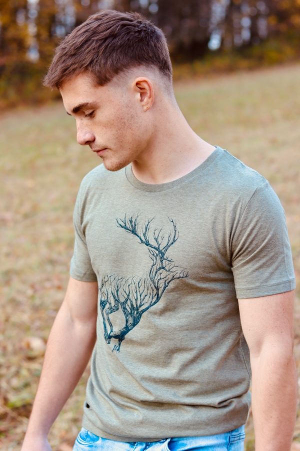 Greenbomb T-shirt Animal Deer Timber Khaki