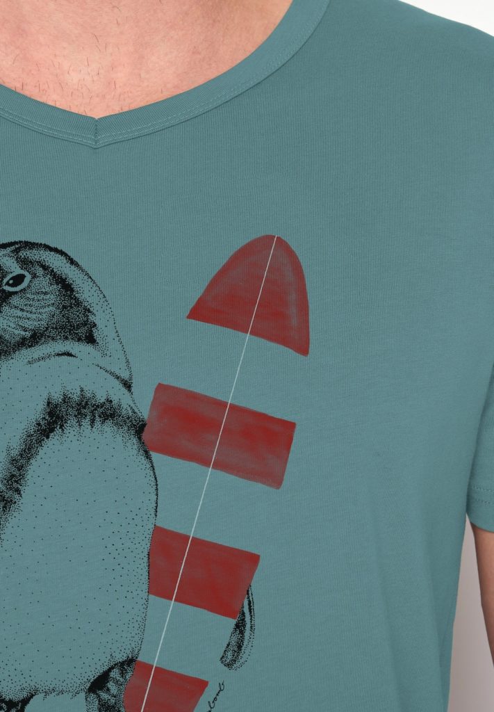 Greenbomb T-Shirt Penguin Surfer Blau aus Bio-Baumwolle