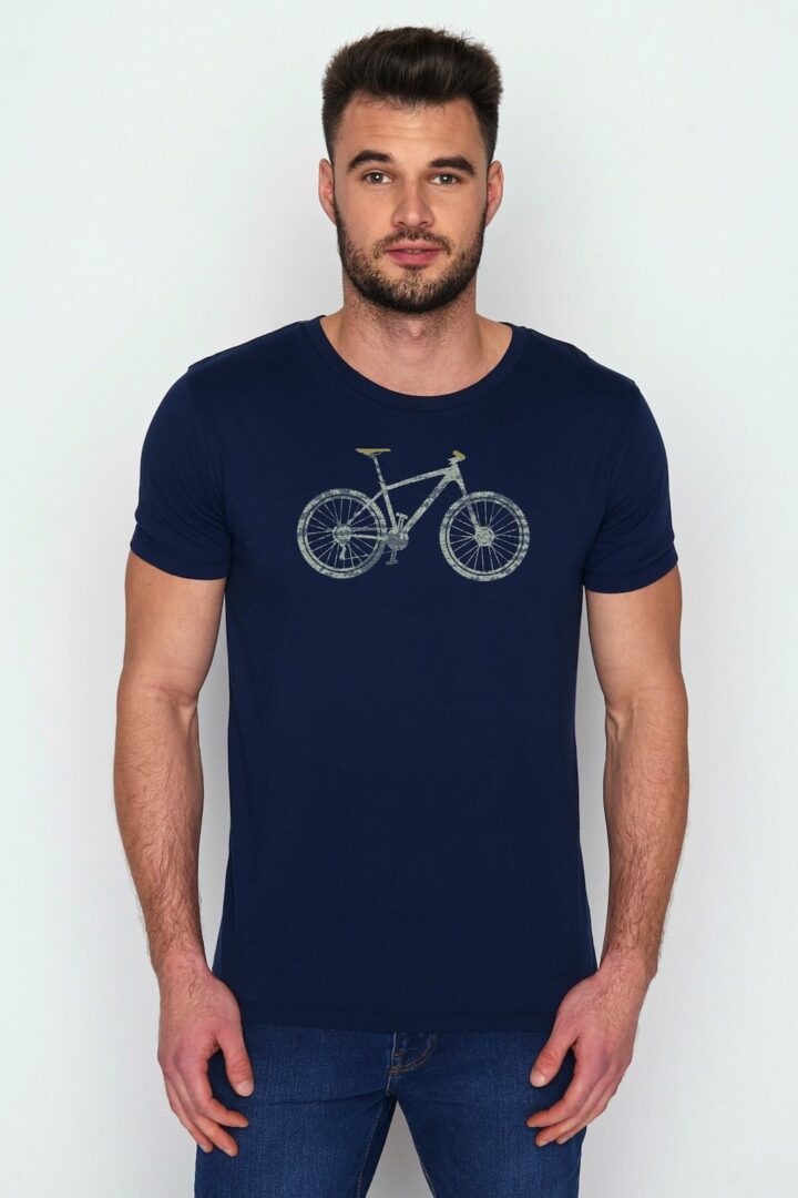 Greenbomb T-Shirt aus Bio Baumwolle Bike Cross blau