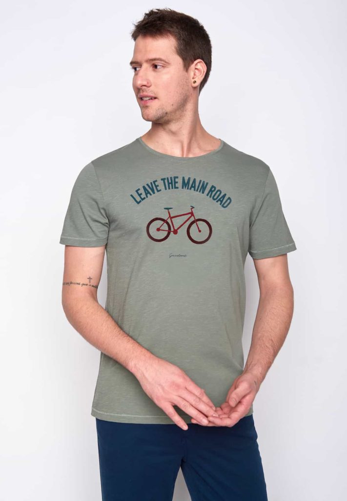 Greenbomb T-Shirt Bike Leave Road Grün