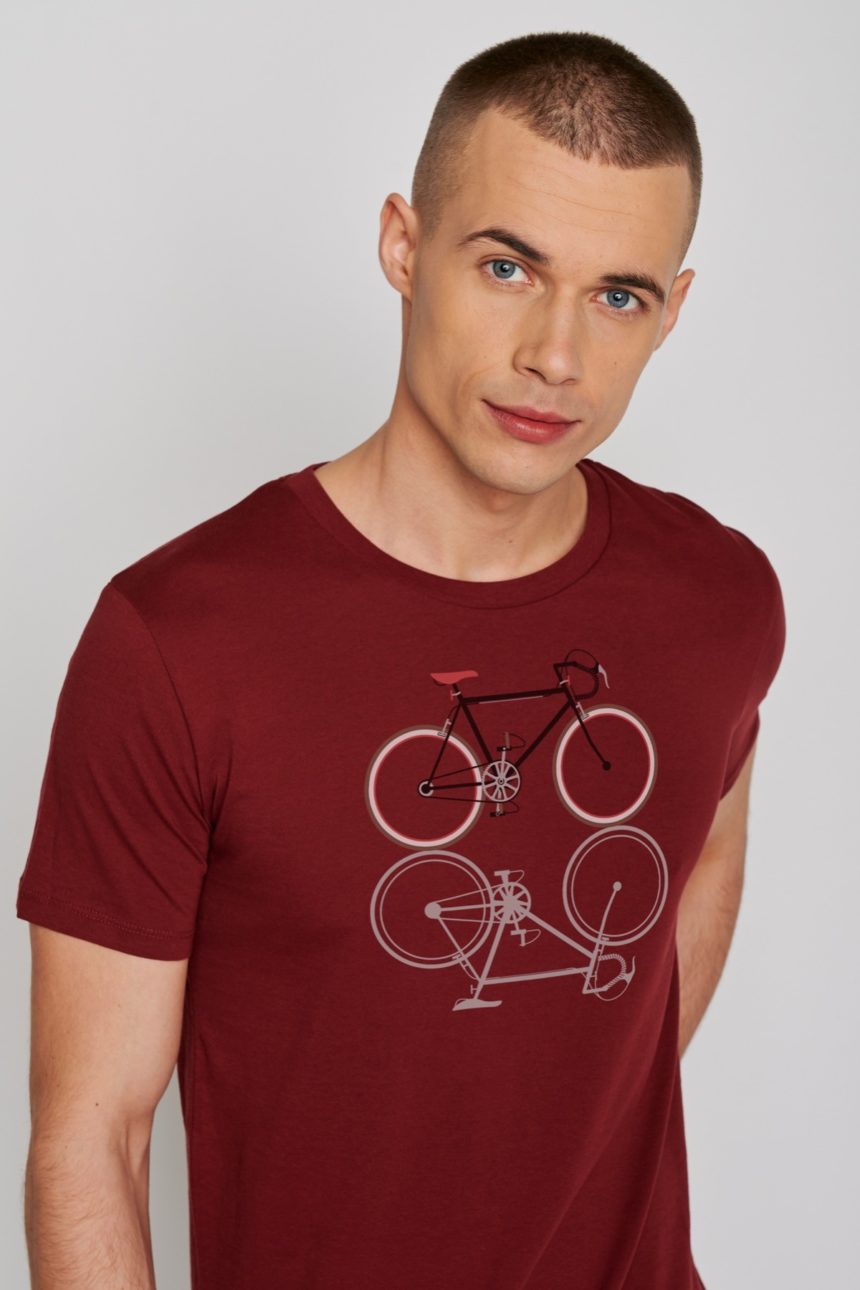 Greenbomb T-Shirt Bike Shape Bordeauxrot