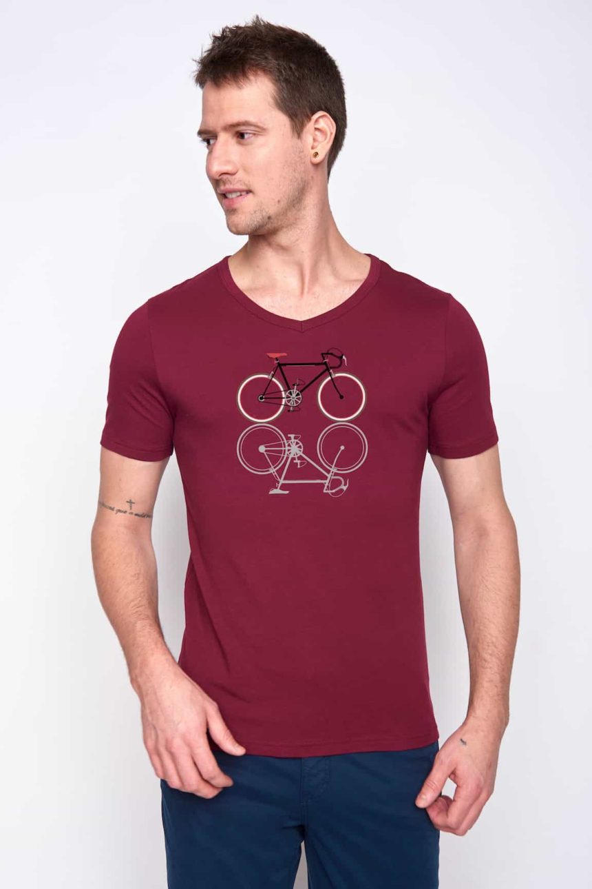 Greenbomb T-Shirt Bike Shape Bordeaux