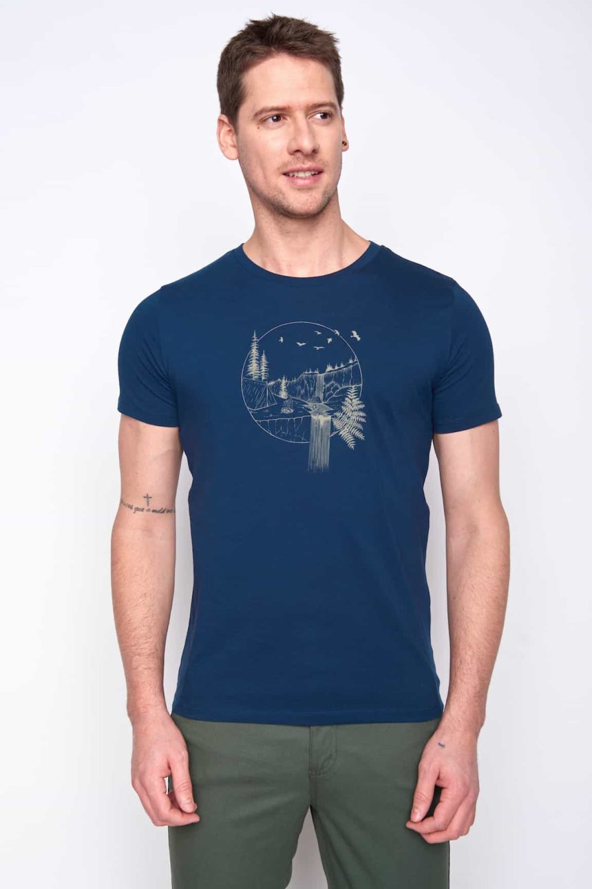 Greenbomb T-Shirt Nature Waterfall Blau