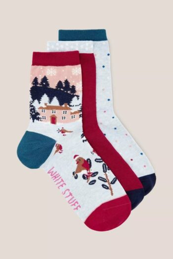 White Stuff trojbalení dámských ponožek christmas at home