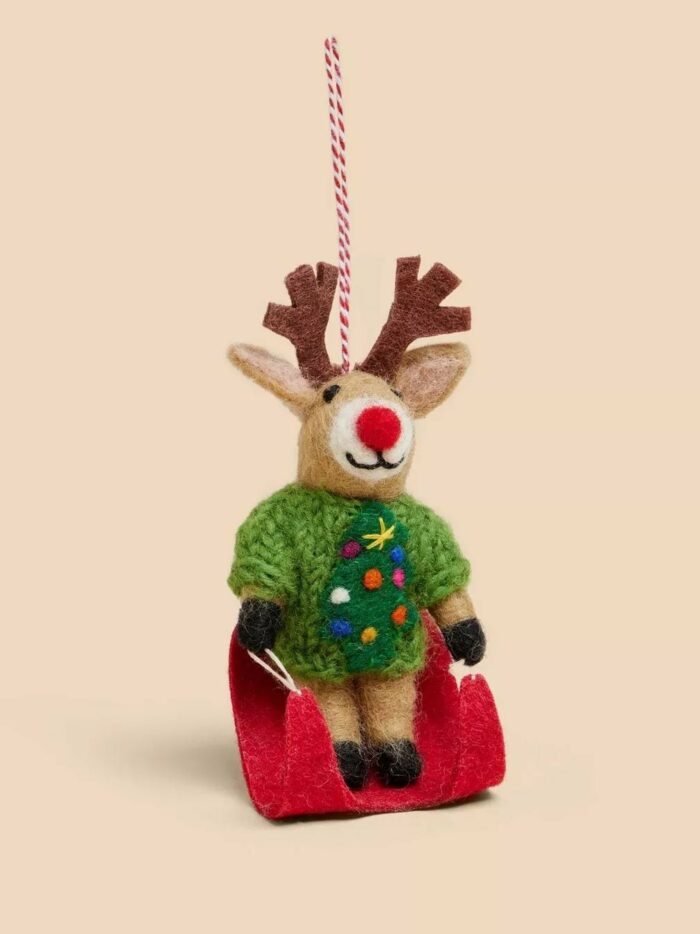 White Stuff ozdoba na stromeček sleighing reindeer