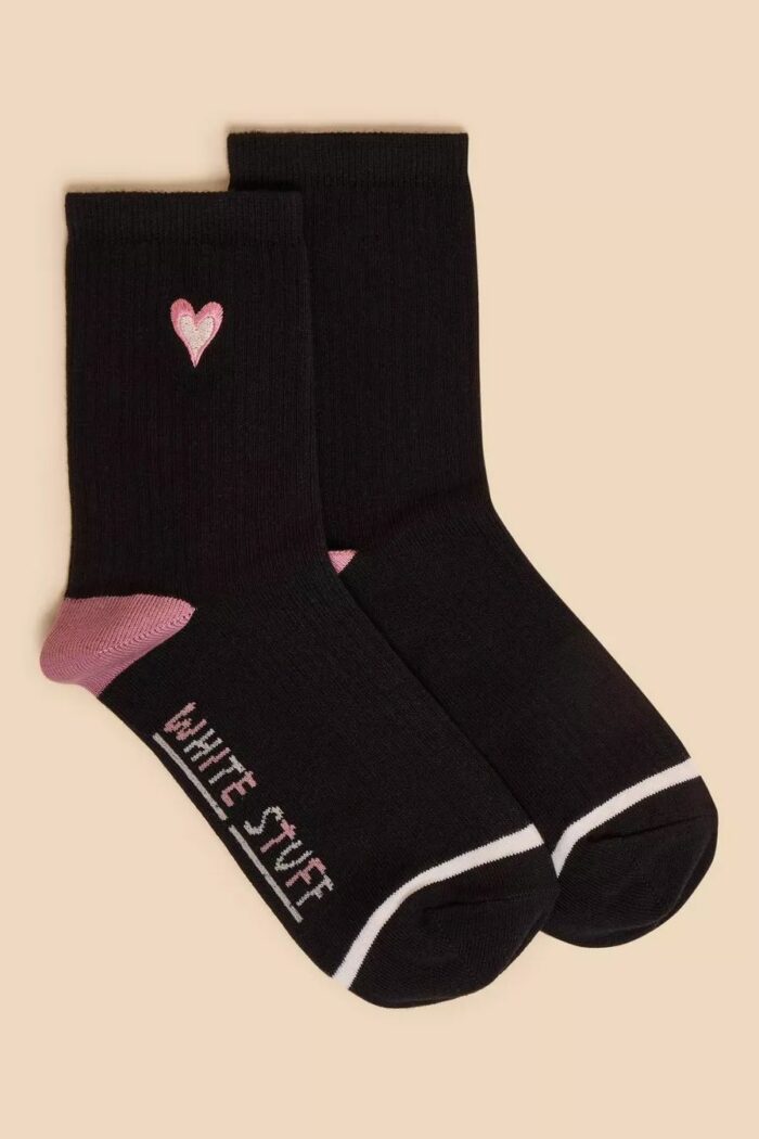 White Stuff ponožky emb heart black